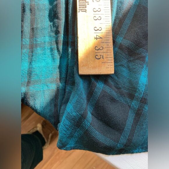 Torrid 2X Mini Challis Button-Front Teal & Black Plaid Shirt Dress - Picture 3 of 12